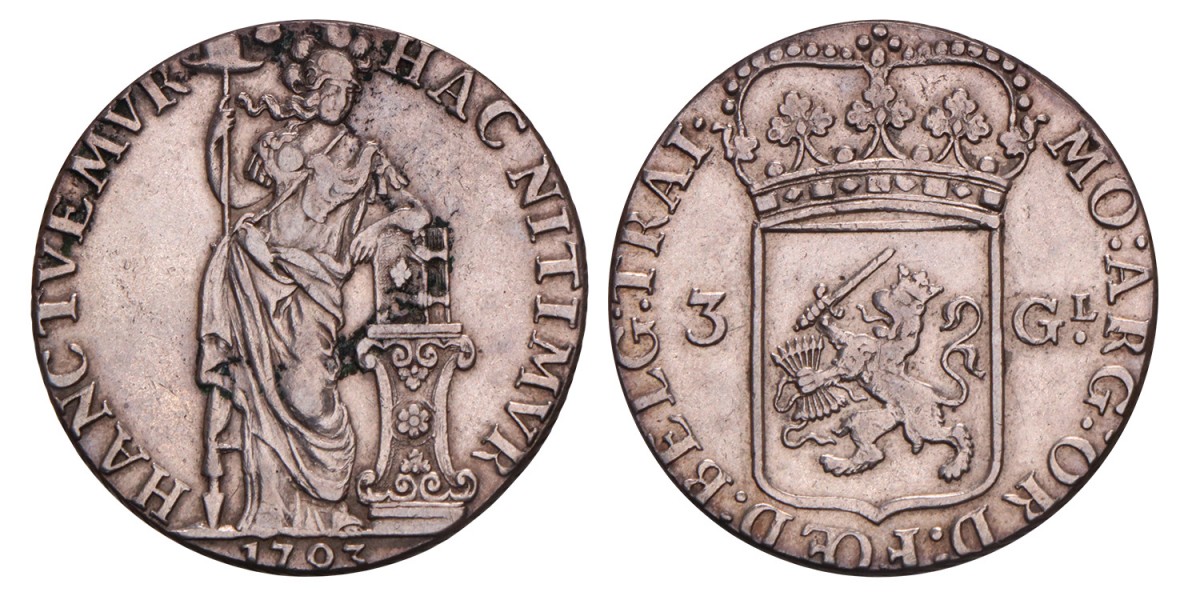 3 Gulden Utrecht 1793. Zeer Fraai.