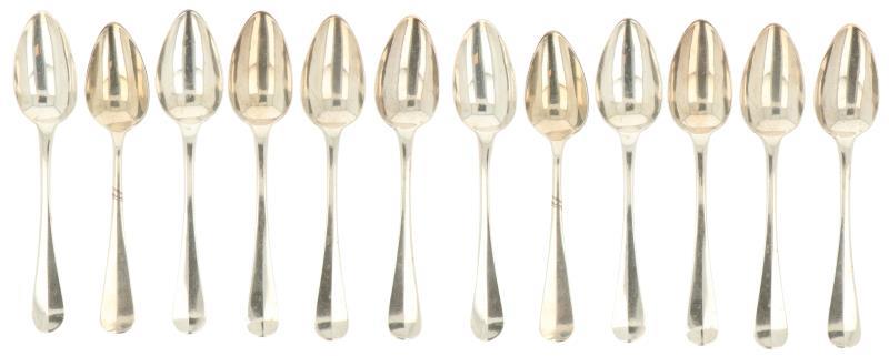 (12) Delige set Lepels "Haags Lofje" zilver.