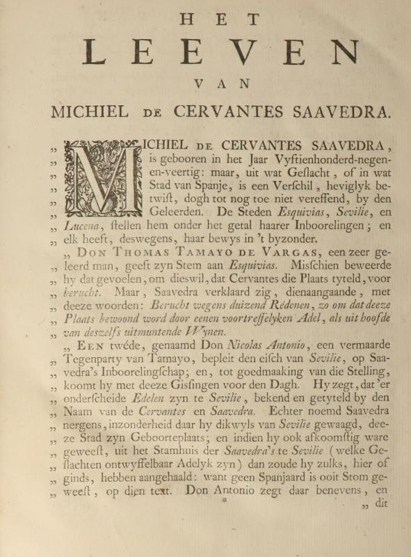 Miguel de Cervantes Saavedra. Don Quichot van La  Mancha in half lederen band. 1746