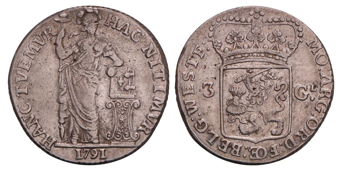 3 Gulden West-Friesland 1791. Fraai / Zeer Fraai.