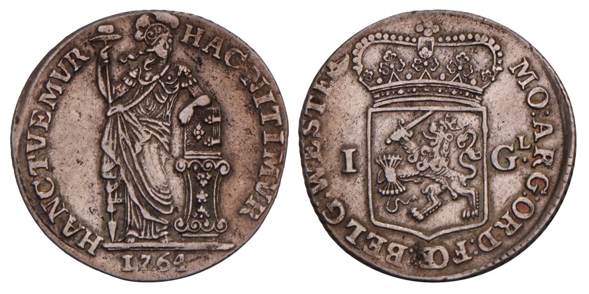1 Gulden West-Friesland 1764. Zeer Fraai / Prachtig.