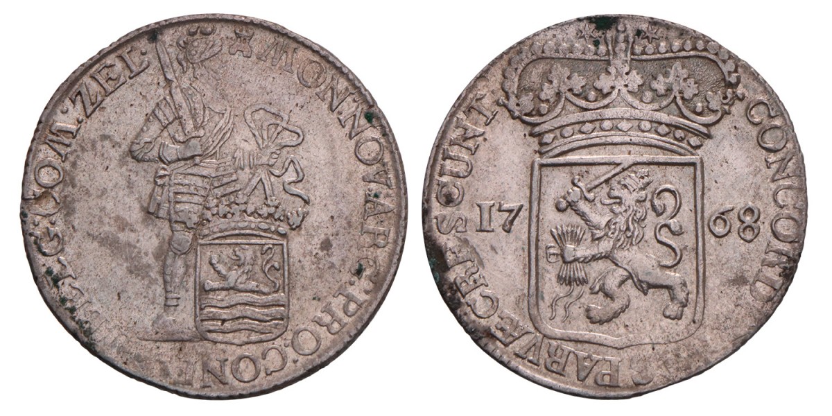 Zilveren dukaat Zeeland 1768. Zeer Fraai / Prachtig.