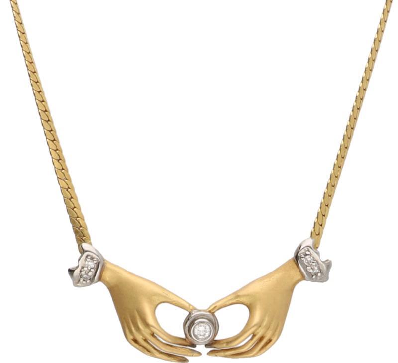 Collier geelgoud, ca. 0.04 ct. diamant - 18 kt.