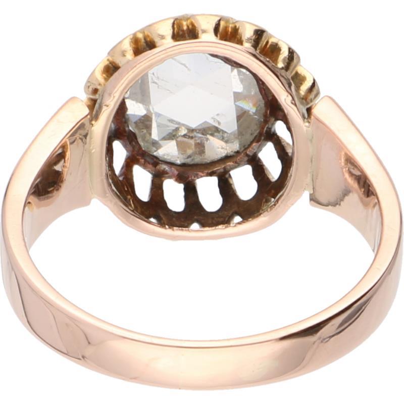Solitair ring roségoud, ca. 1.37 ct. diamant - 14 kt.