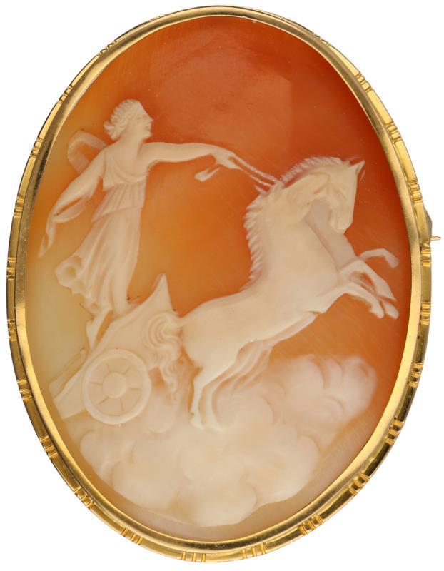 Cameé broche geelgoud, schelp - 14 kt.