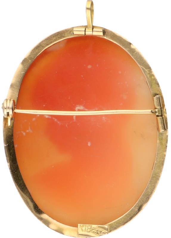 Cameé hanger/broche geelgoud, schelp - 18 kt.