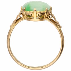 Geelgouden solitair ring, met jade - 20 kt.
