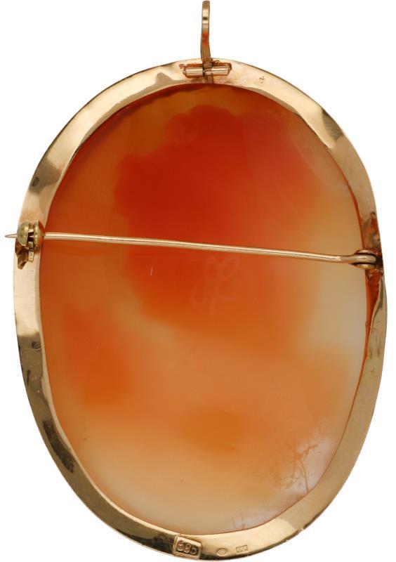 Hanger/broche geelgoud, schelp - 14 kt.