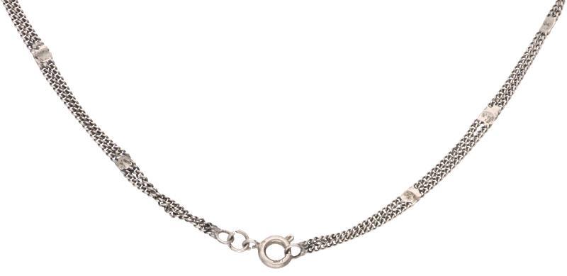 Collier zilver, granaat en markasiet - 925/1000.