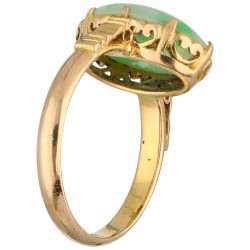 Geelgouden solitair ring, met jade - 20 kt.