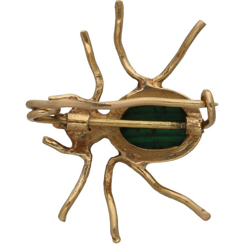 Broche spin geelgoud, malachiet - 14 kt.