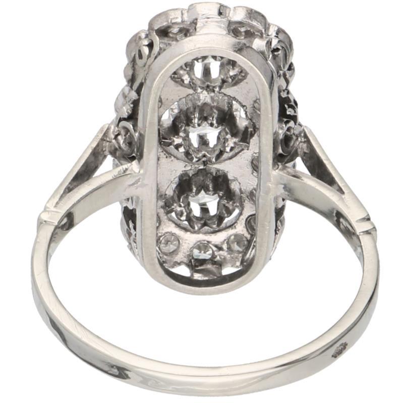 Prinsessenring witgoud, ca. 0.48 ct. diamant - 14 kt.