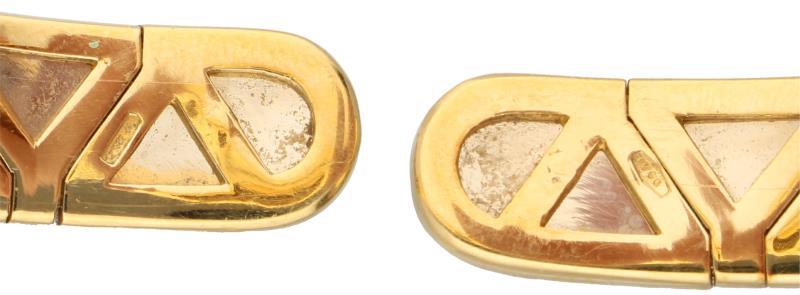 Italiaans design collier bicolor goud, ca. 0.94 ct. diamant, citrien en parelmoer - 18 kt.