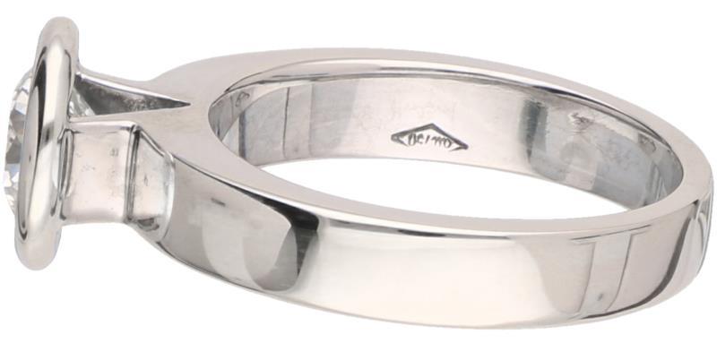 Solitair ring witgoud, ca. 1.07 ct. diamant - 18 kt.
