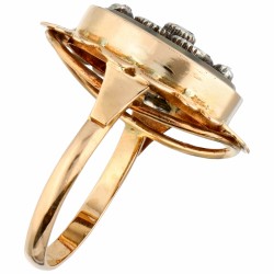 Rosegouden ring, met 5 roos geslepen diamanten - 14 kt.