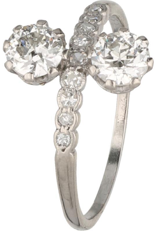Ring platina, ca. 1.09 ct. diamant - Pt 950.