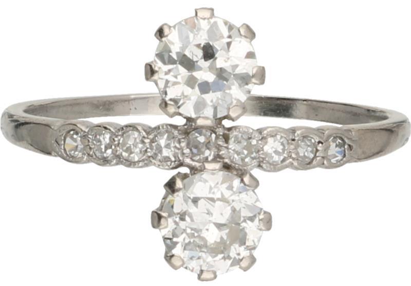 Ring platina, ca. 1.09 ct. diamant - Pt 950.