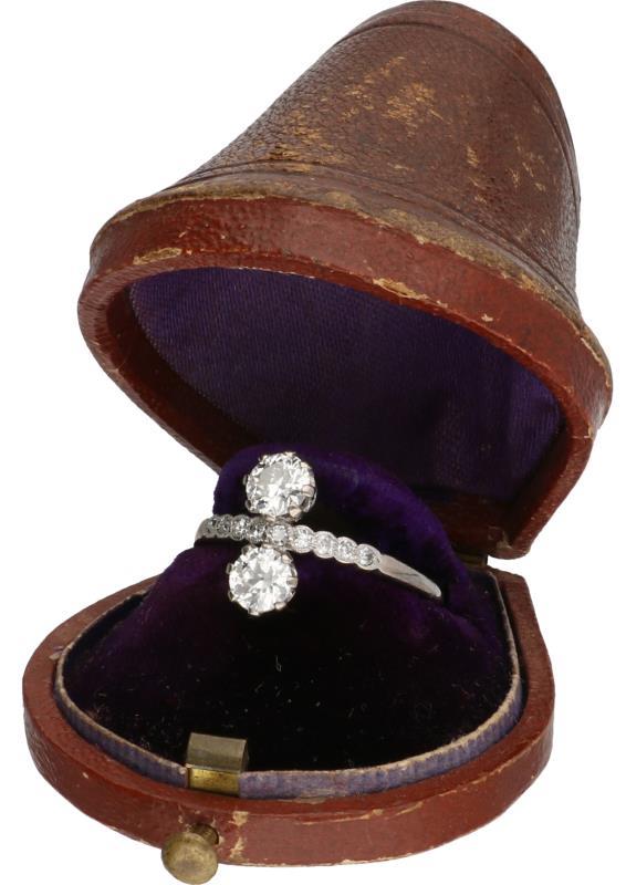 Ring platina, ca. 1.09 ct. diamant - Pt 950.
