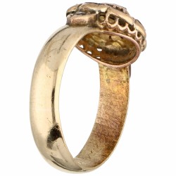 Geelgouden shoulder ring, met 11 roos/vierkant geslepen diamanten - 18 kt.