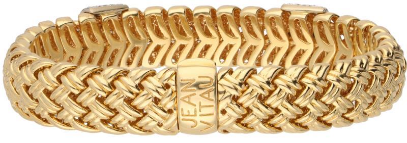 Jean Vitau basket weave armband geelgoud, ca. 1.52 ct. diamant - 18 kt. en Pt 950.