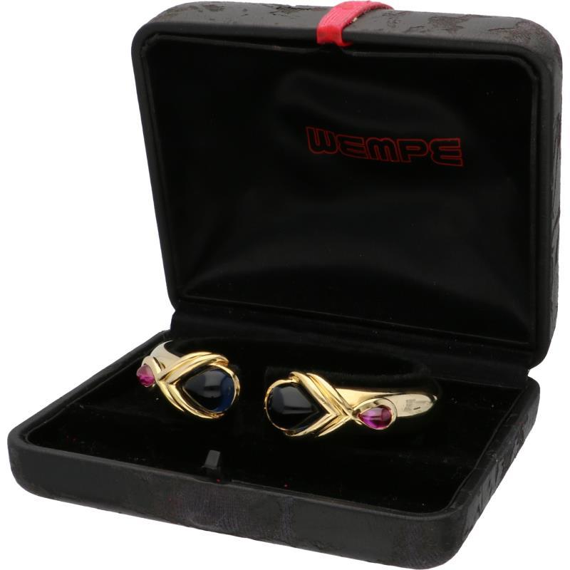 Wempe bangle armband geelgoud, saffier en robijn - 18 kt.