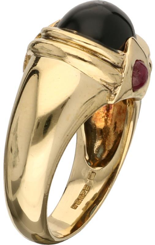 Wempe ring geelgoud, saffier en robijn - 18 kt.