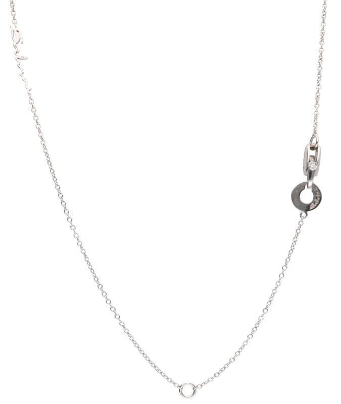 Salvini collier witgoud met tulpvormige hanger, ca. 0.58 ct. diamant - 18 kt.