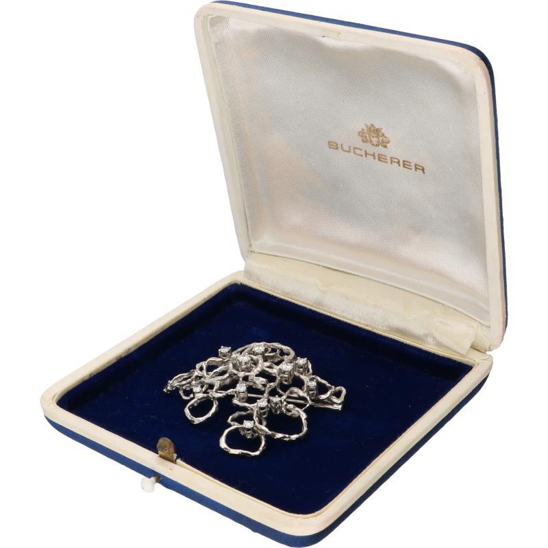 Bucherer broche witgoud, ca. 0.63 ct. diamant - 18 kt.