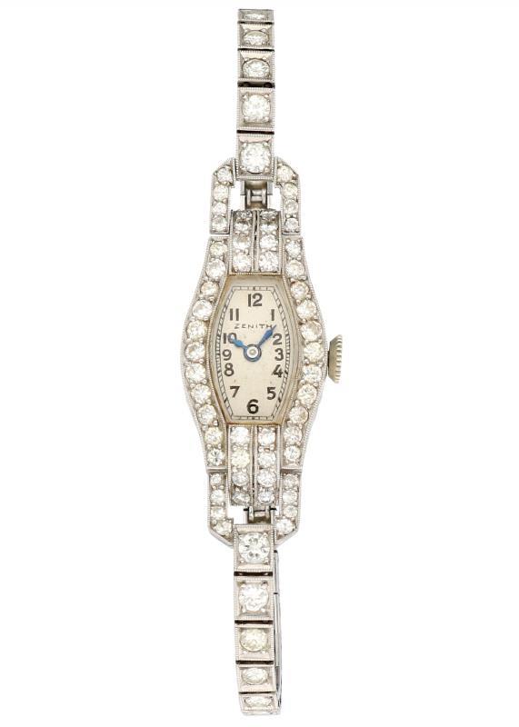 Zenith Art Deco - ca. 3.42 ct. diamant - Dameshorloge - Handopwindbaar.
