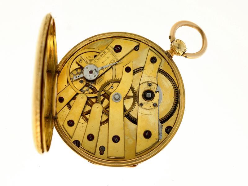 Zakhorloge goud, cylindergang - Herenzakhorloge - Handopwindbaar - Ca. 1870.