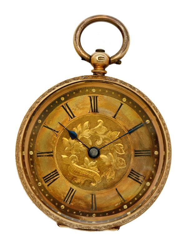 Zakhorloge goud, cylindergang - Unisexzakhorloge - Handopwindbaar - Ca. 1875.