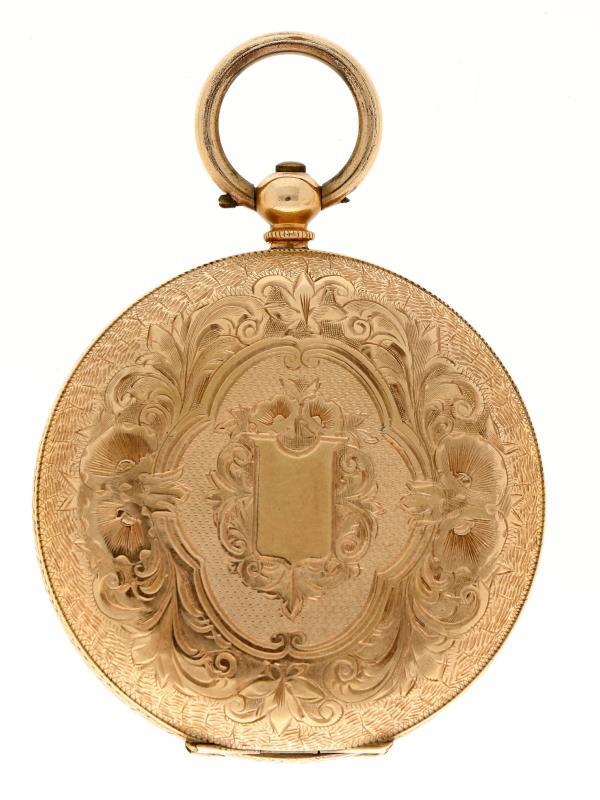 Zakhorloge goud, cylindergang - Unisexzakhorloge - Handopwindbaar - Ca. 1875.