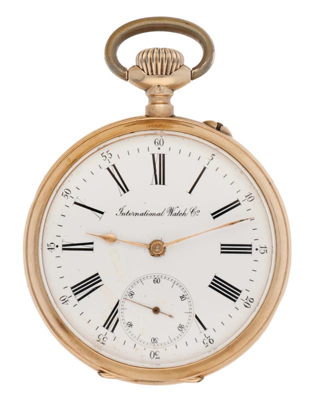 Zakhorloge IWC goud - Herenzakhorloge - Handopwindbaar - Ca. 1900.