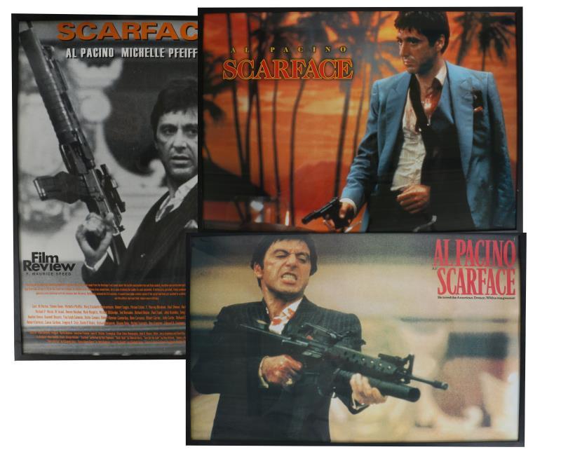 Drie ingelijste filmposters "Scareface".