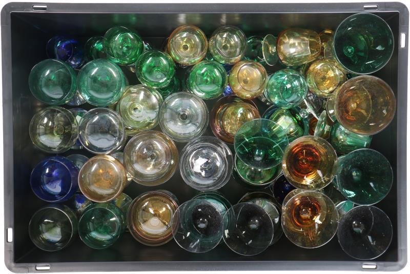 Een groot lot zgn.: Festival glas. 1956, Kristal Unie Maastricht ontworpen door Max Verboeket.