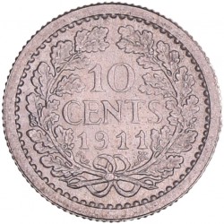 10 cent Wilhelmina 1911. FDC.