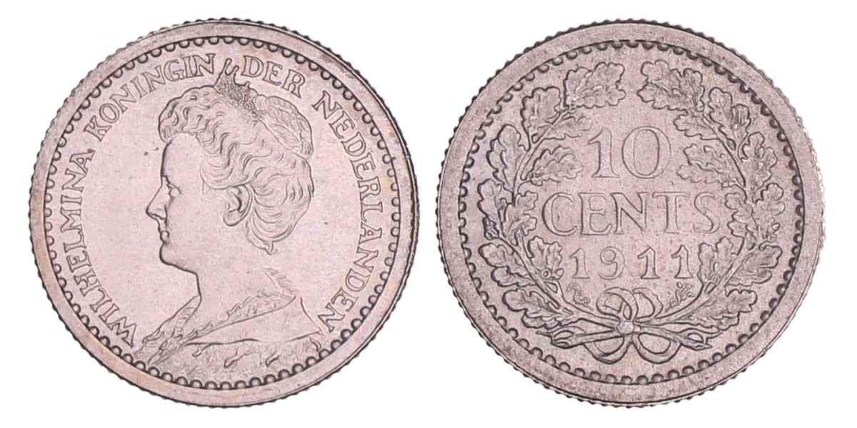 10 cent Wilhelmina 1911. FDC.