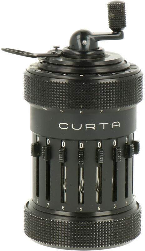 Een Curta calculator type 1. Liechtenstein, ca. 1950.