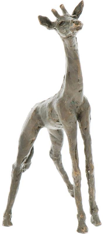 Een bronzen sculptuur van een giraffe. Eind 20e eeuw.
