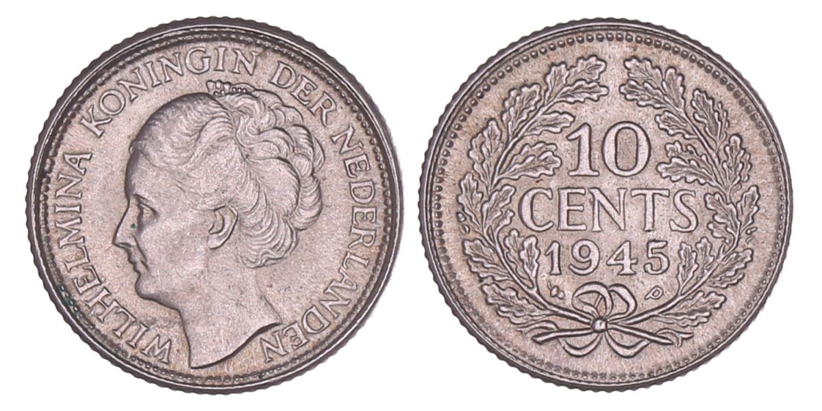 10 Cent Wilhelmina 1945 EP. FDC.