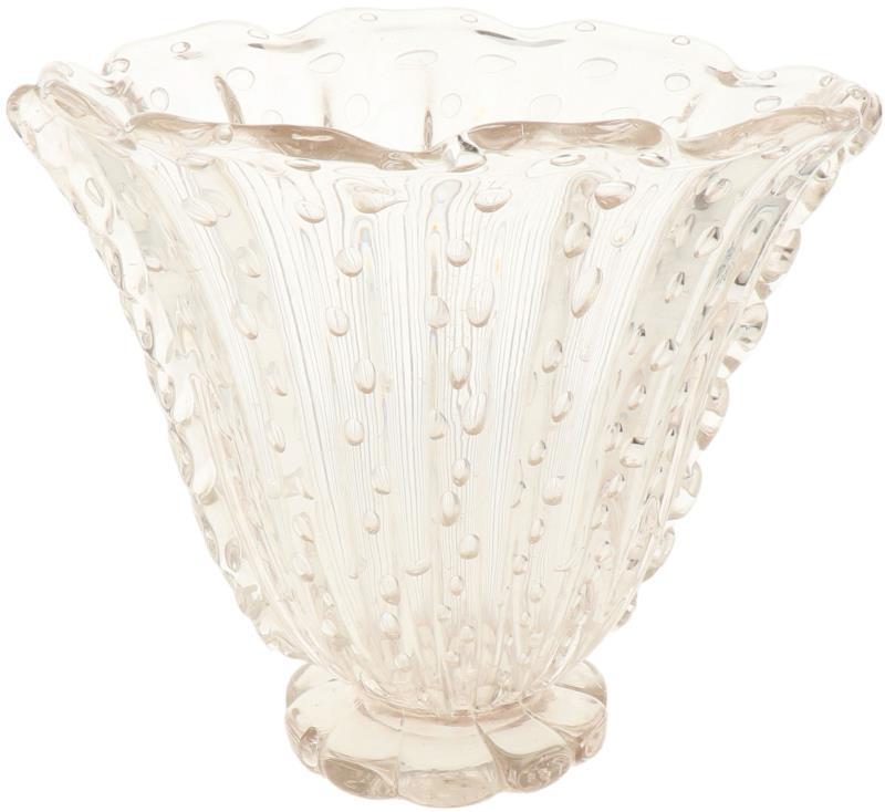Een glazen Murano vaas, ontwerp Fransesco Toso. Midden 20e eeuw.