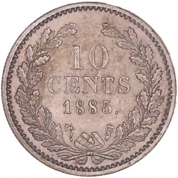 10 Cent Willem III 1885. Prachtig +.