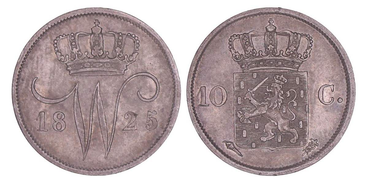 10 Cent Willem I 1825 U. Zeer Fraai.