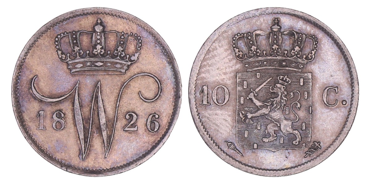 10 Cent Willem I 1826 U. Prachtig +.