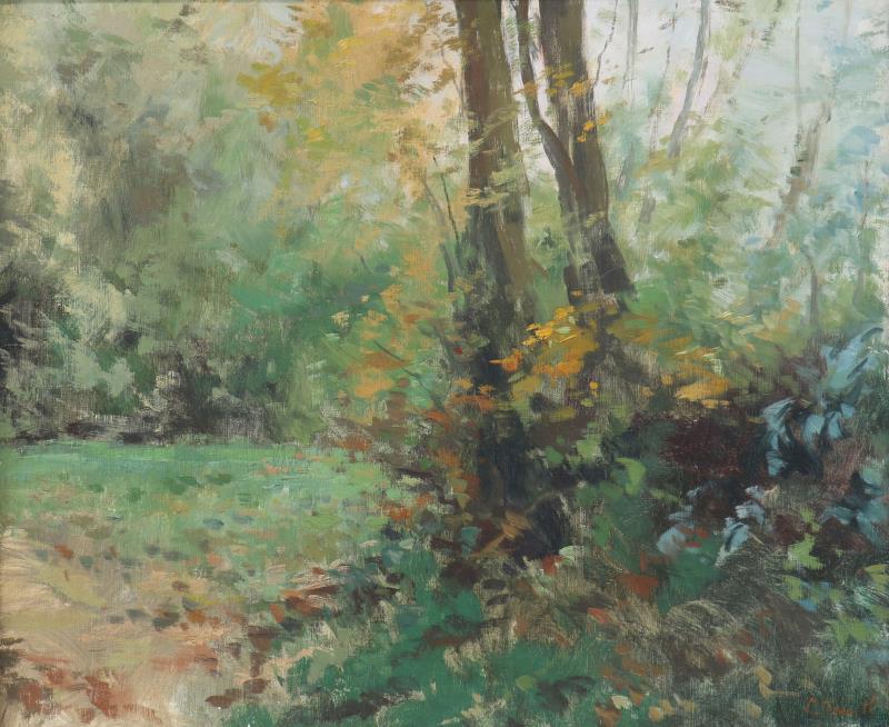 Lucien Frank (Brussel 1857 - 1920 Ohain). Een open plek in het bos.