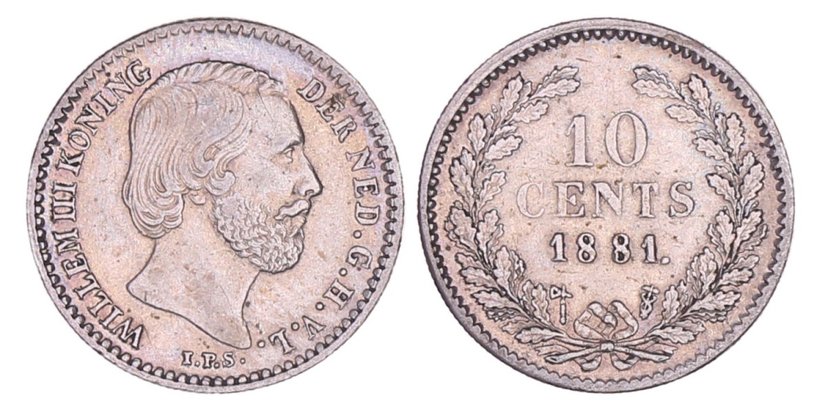 10 cent Willem III 1881. Zeer Fraai / Prachtig.