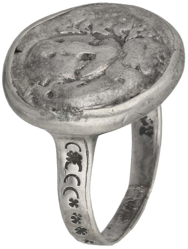 Antieke ring zilver - 800/1000. 