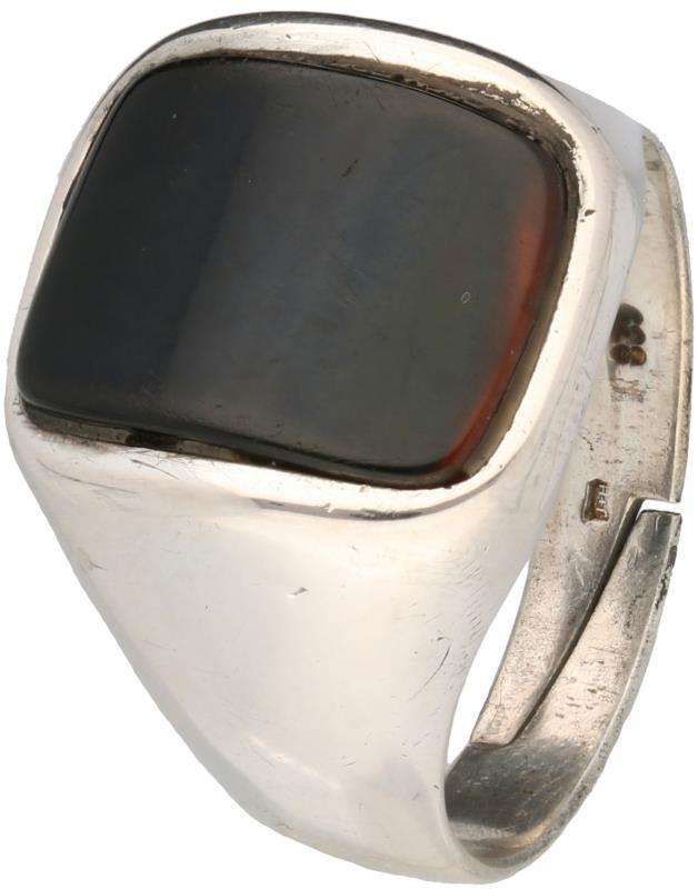 Zegelring heren zilver, onyx - 835/1000.