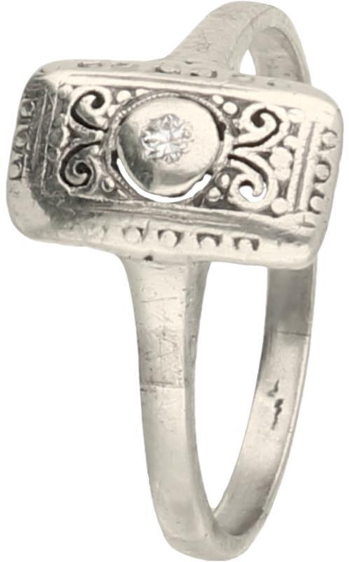 Vintage ring zilver, ca. 0.02 ct. diamant - 925/1000. 