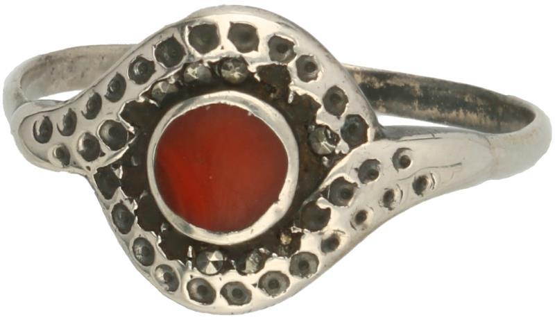 Vintage ring zilver, carneool - 925/1000.
